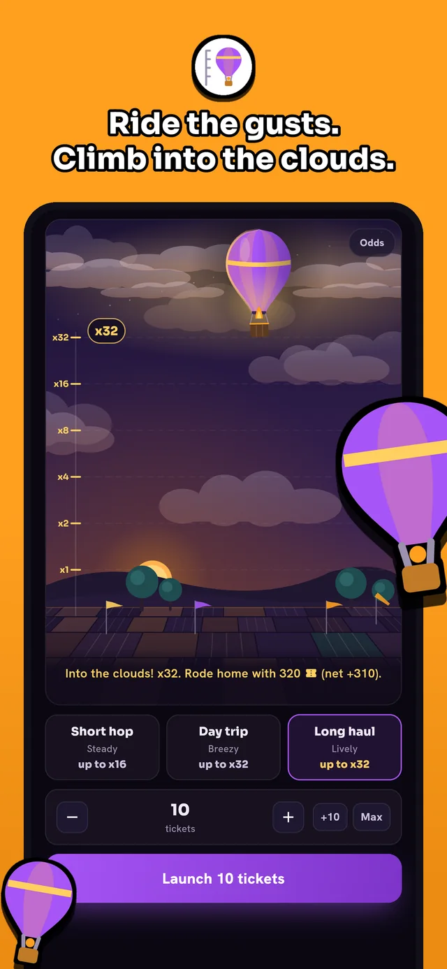 App Store screenshot: Ride the gusts. Climb into the clouds.